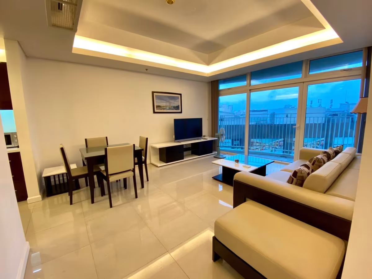 This modern, fully air-conditioned one bedroom apartment for rent is located on the 8th floor in Azura Building Da Nang