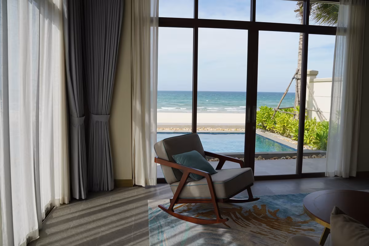 Luxury beachfront villa at Fusion Resort & Villas featuring 5 spacious bedrooms, elegant furnishings, and breathtaking sea views. Enjoy access to world-class resort amenities and an exclusive coastal lifestyle just minutes from Da Nang City and Hoi An.