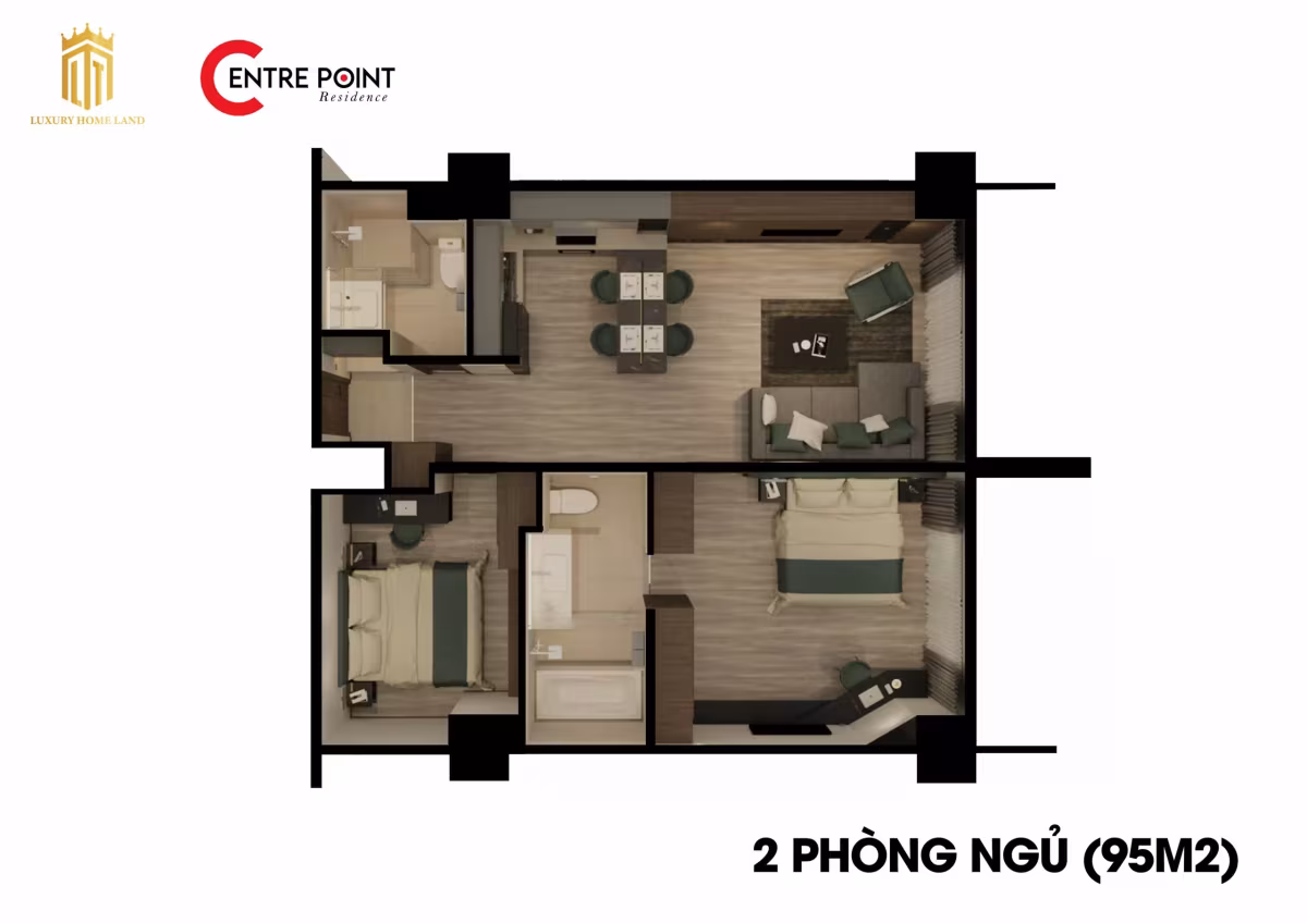 Located in Centre Point project in the city centre of Da Nang, the 3 bedroom hotel apartment has a total