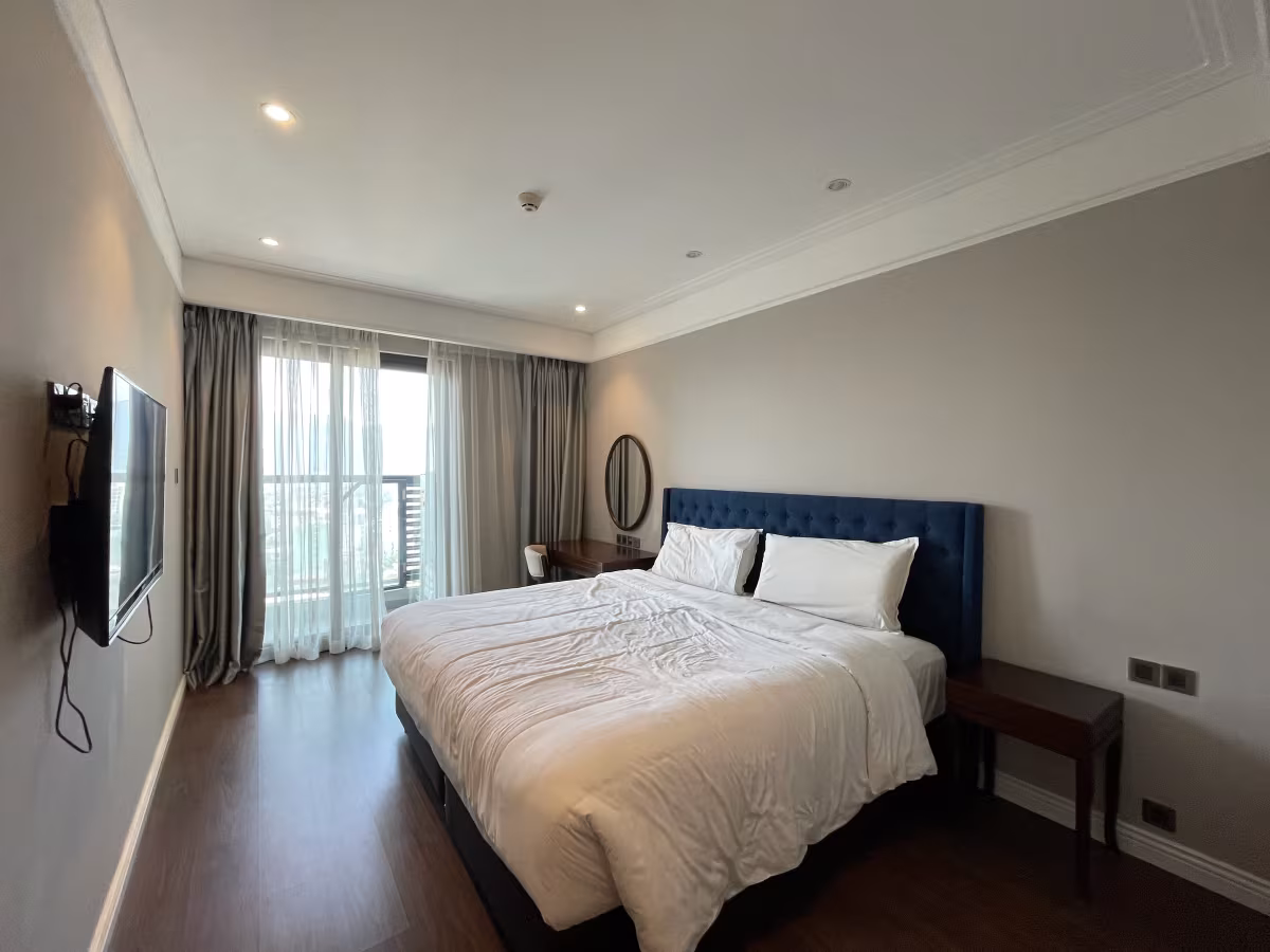 A fully furnished 2-bedroom, 2-bathroom apartment (99 m²) for rent on the 20th floor of Altara Suites Da Nang. Featuring a modern design, private balcony with panoramic views of Son Tra Peninsula, My Khe Beach, and the city. Prime beachfront location with full facilities: pool, gym, spa, restaurants, and 24/7 services