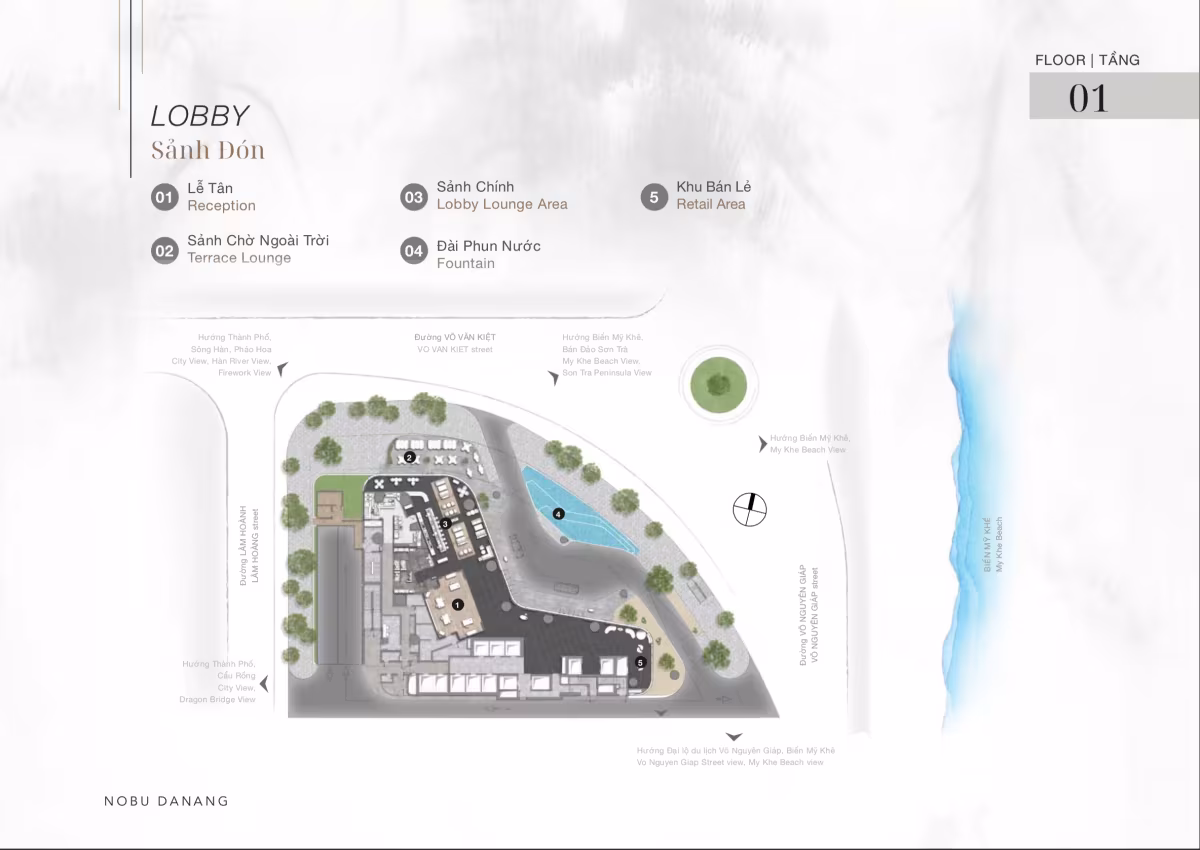 The 1-bedroom apartments at Nobu Residences Da Nang form the core of the development, offering a balanced blend of lifestyle appeal and investment potential. Located on floors 19 through 36, these residences comprise 132 units, representing around 50% of the 43-storey beachfront tower, all positioned to capture the energy and beauty of Da Nang’s coastline