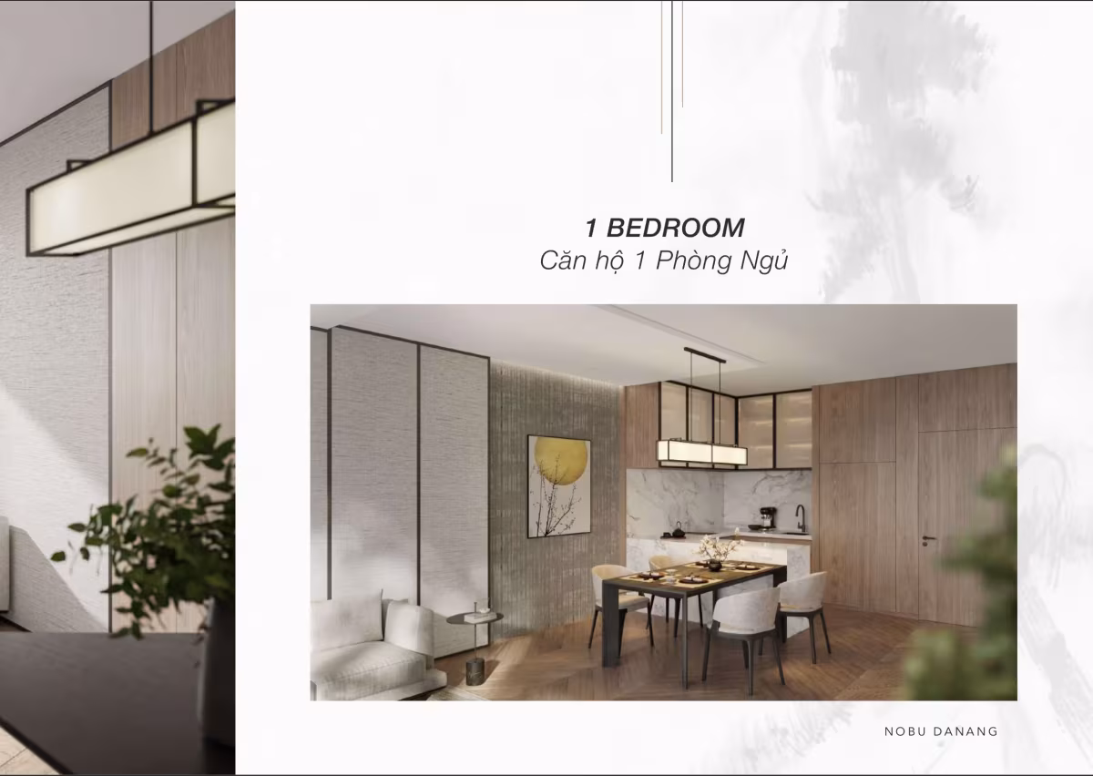 The 1-bedroom apartments at Nobu Residences Da Nang form the core of the development, offering a balanced blend of lifestyle appeal and investment potential. Located on floors 19 through 36, these residences comprise 132 units, representing around 50% of the 43-storey beachfront tower, all positioned to capture the energy and beauty of Da Nang’s coastline