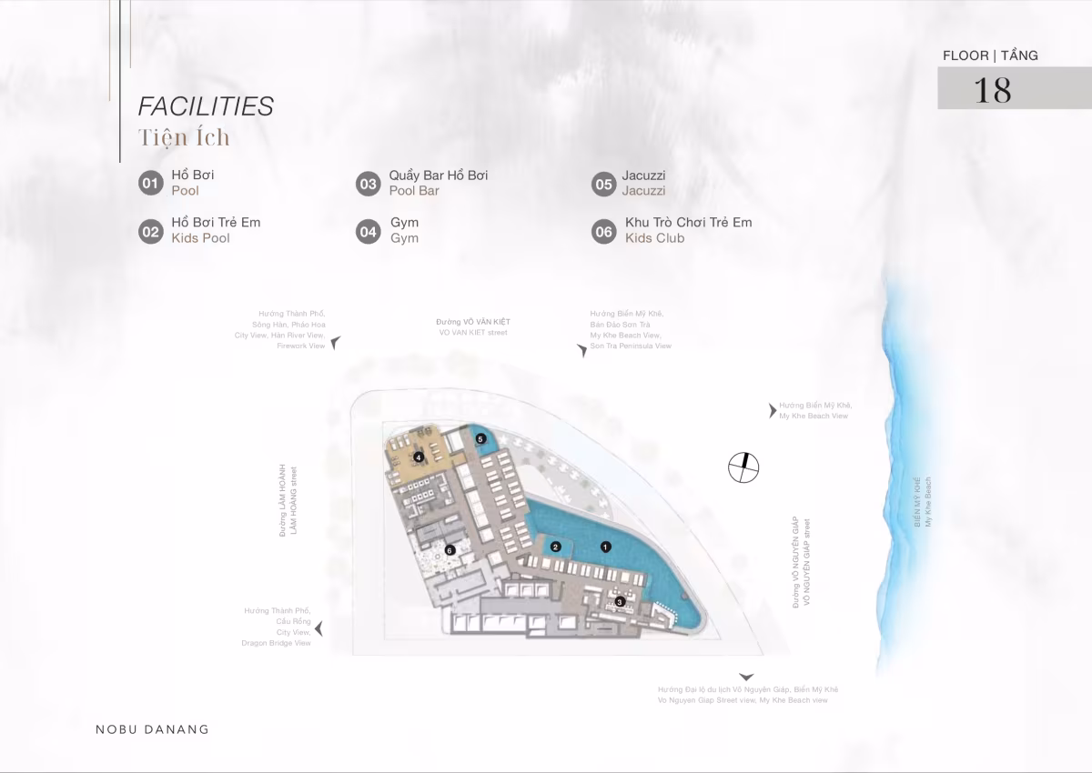 Situated between the 19th and 36th floors of Nobu Residences Da Nang, these 2-bedroom hotel apartments offer a well-balanced combination of lifestyle and investment appeal. With only 24 units in total—representing approximately 9.1% of the 43-storey development—this is a limited and highly sought-after apartment type in a prime beachfront location overlooking My Khe Beach, one of the most admired beaches in the world
