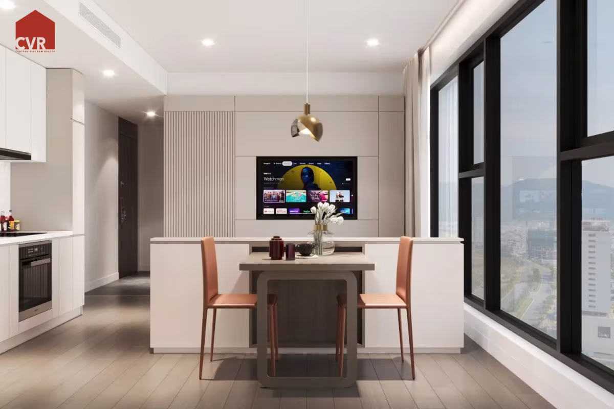 A 1-bedroom apartment at Times Square Da Nang offers luxury beachfront living with sea views, modern design, and strong investment potential—typically around 46.88 m² and located on Võ Nguyên Giáp Street. Size: 46.88 m², designed with a separate living room, kitchen, and bedroom layout. Balcony: Large balcony with direct views of Mỹ Khê Beach, one of the most beautiful beaches in the world