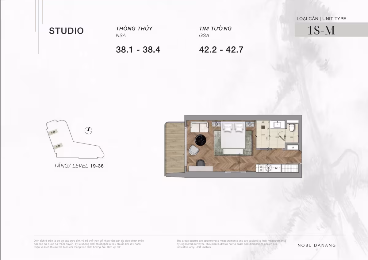 Studio hotel apartment for sale at Nobu Residences Da Nang Located from 19th to 36th of Nobu Residences project