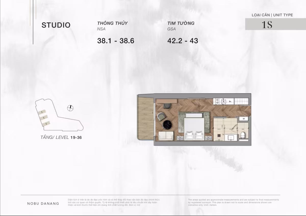 Studio hotel apartment for sale at Nobu Residences Da Nang Located from 19th to 36th of Nobu Residences project