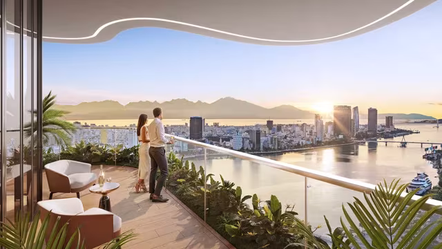 The 2-bedroom apartments at The Legend City Da Nang range from 73m² to 84m², designed as corner units with dual exposure for optimal light and ventilation—ideal for families or long-term living. Size: 73m² to 84m², offering spacious layouts for families or couples wanting extra room