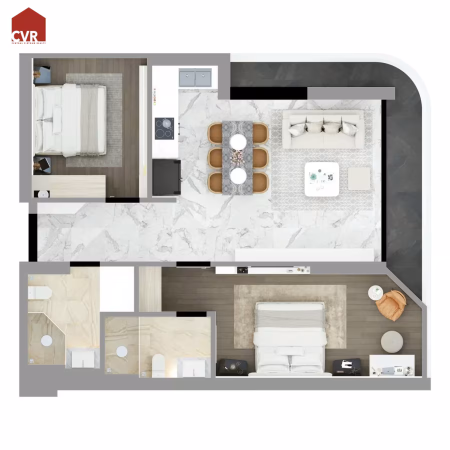 A 2-bedroom apartment at Times Square Đà Nẵng offers luxury beachfront living with panoramic sea views, high-end finishes, and access to 5-star amenities. Location: Prime beachfront address on Võ Nguyên Giáp and Phạm Văn Đồng streets, facing Mỹ Khê Beach—one of the most beautiful beaches in the world